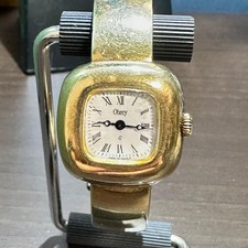 Vintage Obrey SOLID Sterling Silver 925 Vermeil Gold Bangle Watch French Paris