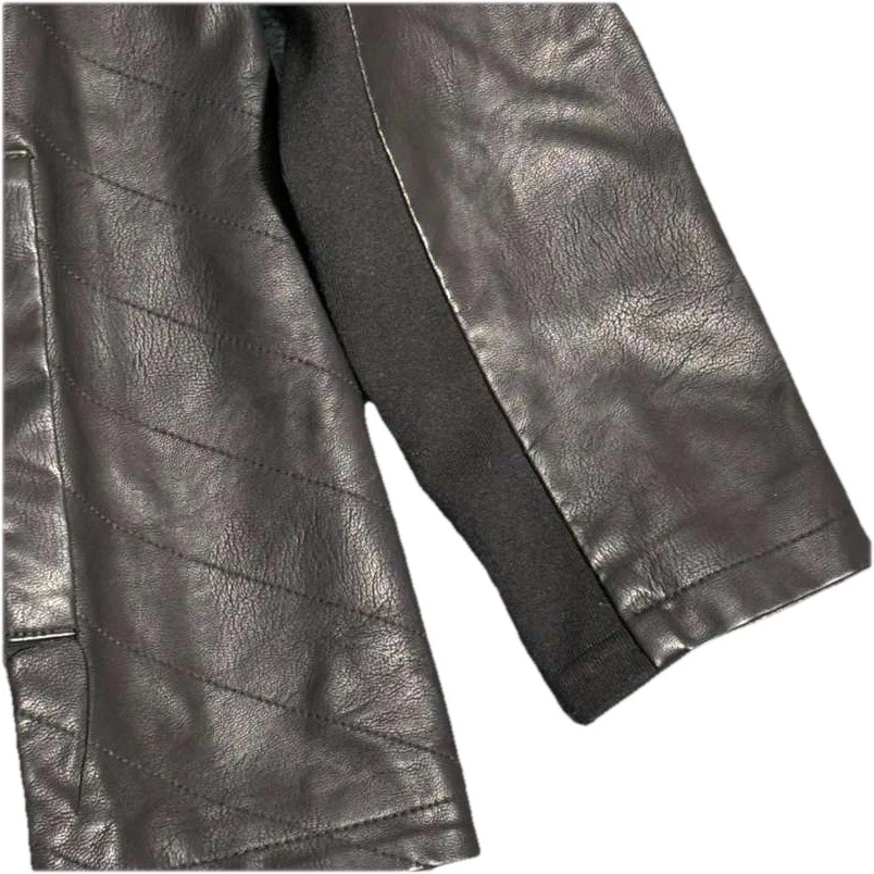 BACCINI Black Motorcycle Jacket Women’s Size Large Biker Faux Leather Zip Up - Image 4 of 4