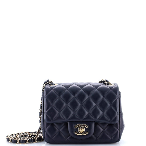 Chanel Square Classic Single Flap Bag Quilted Lambskin Mini