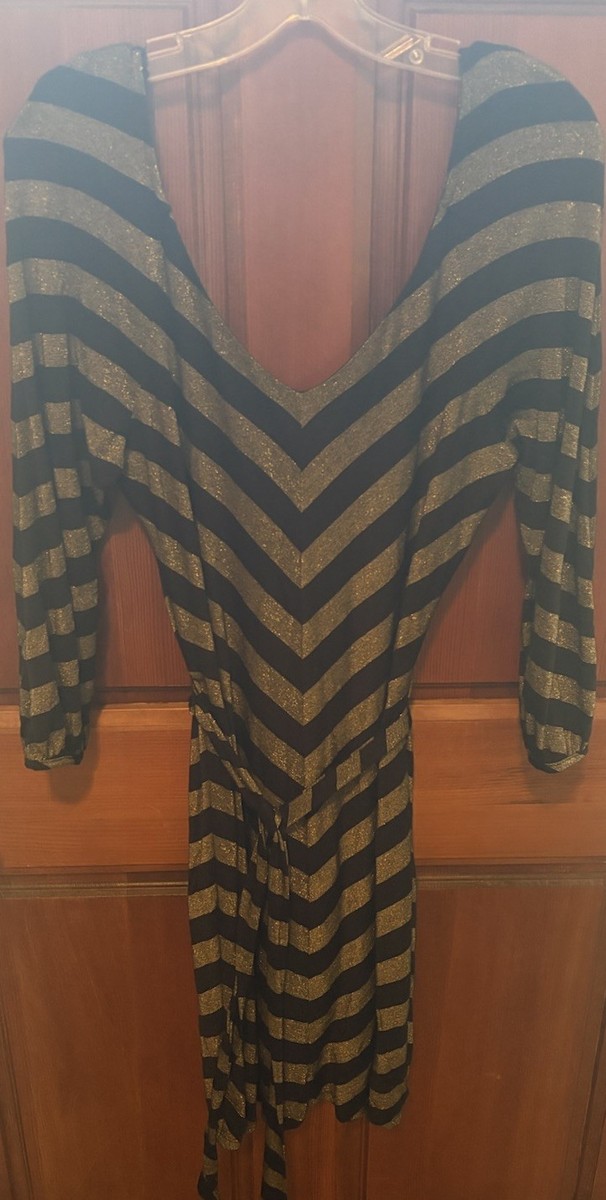BEBE GOLD AND BLACK FITTED DRESS WOMEN'S SIZE LARGE | eBay