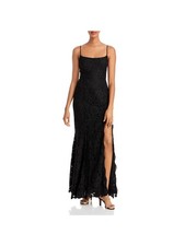 FAME AND PARTNERS Womens Sheath Full-Length Dress Black Spaghetti Strap Lined 2