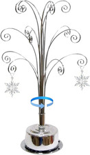 Ornament Display Stand 360 Rotating Christmas Tree Display with 15 Metal Hoo...
