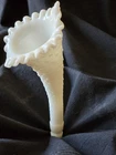 Fenton Diamond Lace Hobnail Epergne White Milk Glass Horn