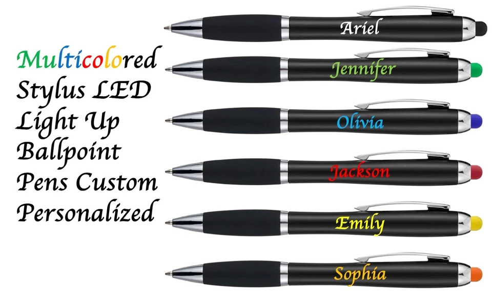 Canetas esferográficas multicoloridas Stylus LED iluminadas personalizadas - homens mulheres - Imagem 2 de 4