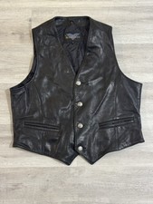 Vintage Verducci Mens Leather Biker Vest Motorcycle Style Size XL 80s Black