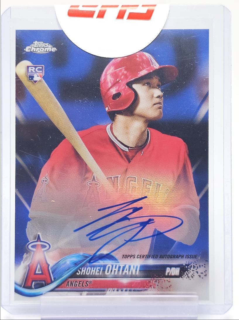 SHOHEI OHTANI 2018 TOPPS CHROME ROOKIE TRUE BLUE DODGERS RC AUTO /150 Q6062