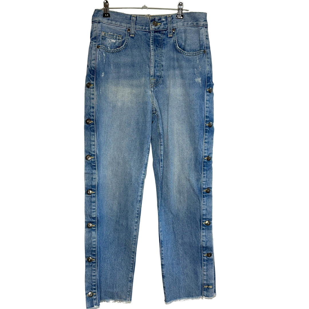 Jonathan Simkhai Side Button Jeans Light Wash Dis… - image 2
