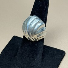 925 Sterling Silver Vintage Ribbed Statement Ring Size 6.75 Inch 10g