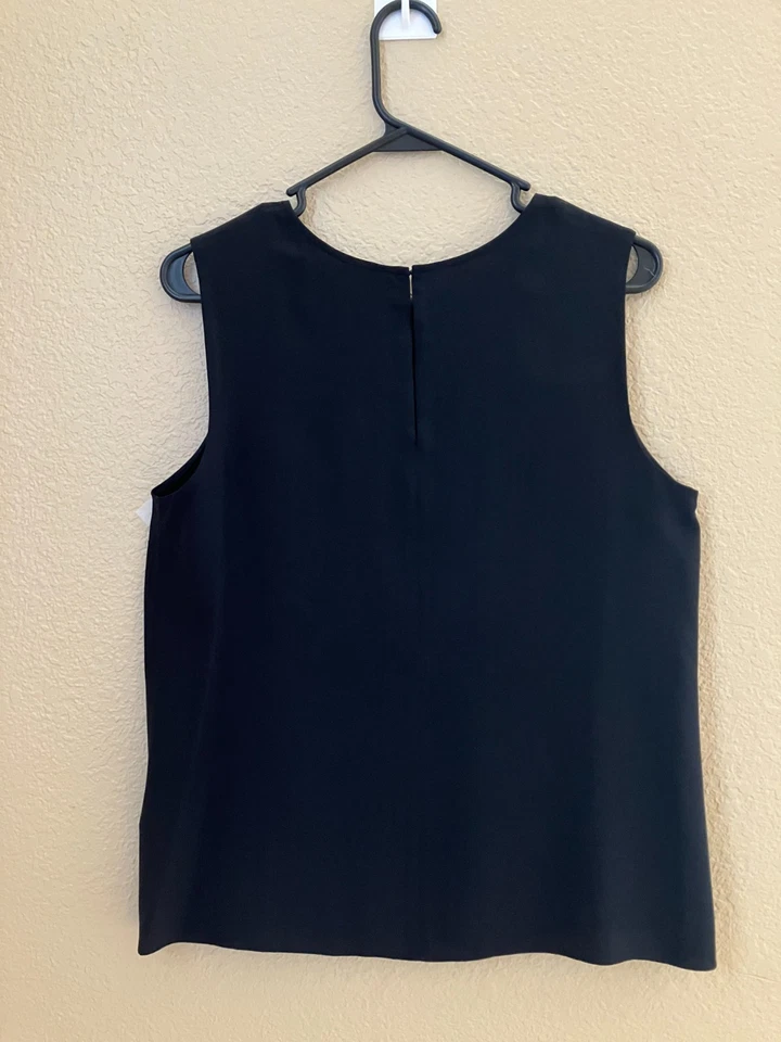 Kate Spade без рукавов шелковый топ женщин размер 8 черный блузка дизайнерский классический - Изображение 2 из 4