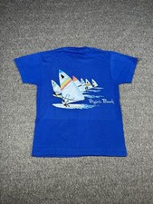Vintage Virginia Beach Shirt Kids Medium Blue Sailboat Graphic 80s USA Made