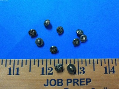 NEW LARGER SIZE~METAL SHANK DOLL BUTTONS~FLORAL DESIGN~DOMED~GUNMETAL~7MM~SET 10