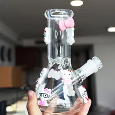 6.5-inch Hello Kitty Glass Waterpipe Beaker Smoking Bong with Downstem NEW!