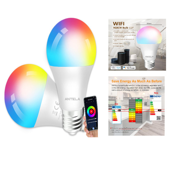 Alexa Rgb GlüHbirne E27 Dimmbar 2 StüCk Smart Life App Steuerung-image