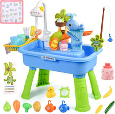 Upgraded Toddler Sand Water Table Toy with Electric Water Pump, Kids Sand Water