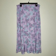 Vintage 90s lavender floral pastel cute girlie a line midi skirt size 12