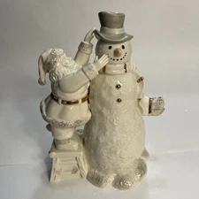 Lenox For The Holidays Santa Putting On Snowman Hat Figurine In Original Box