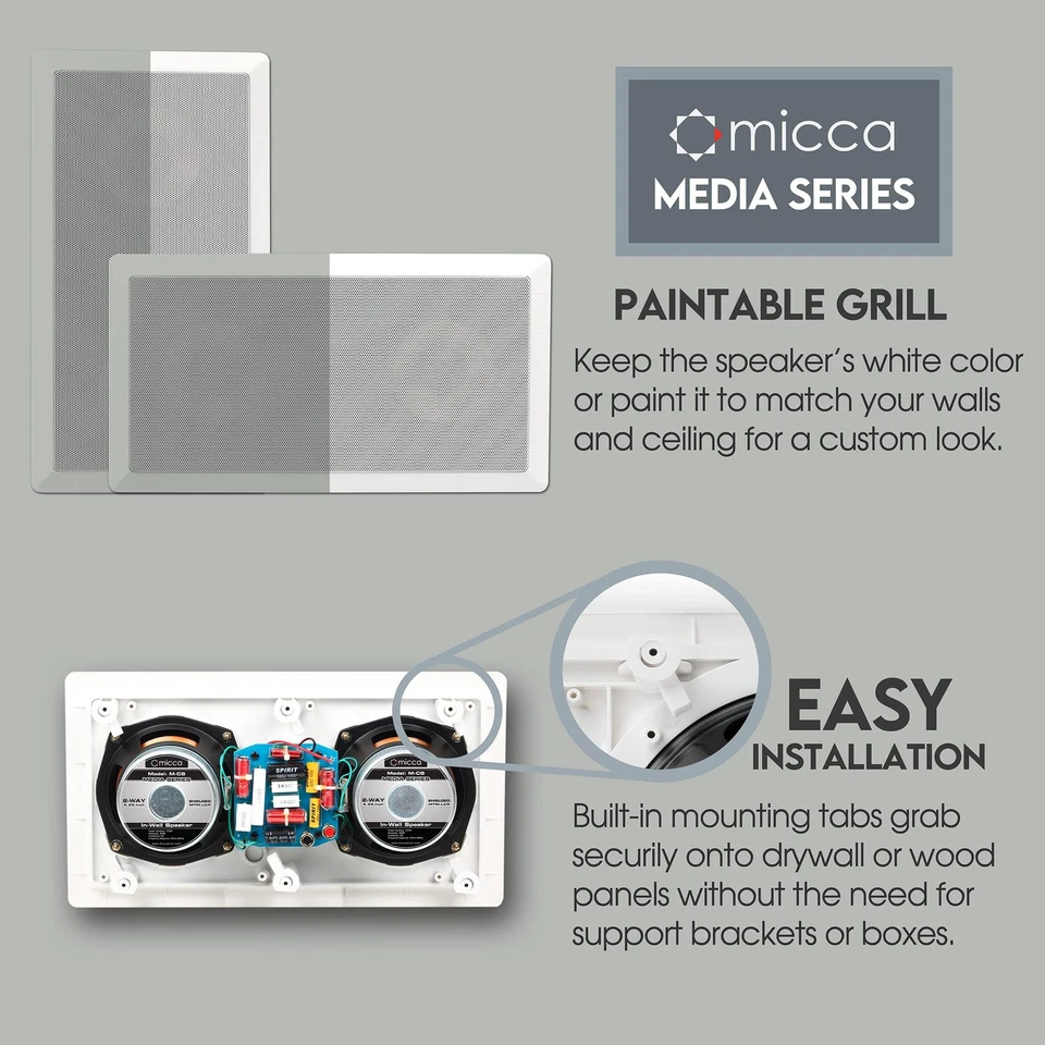 Altavoz de canal central de pared bidireccional doble de 5,25 pulgadas M-CS para cine en casa, Wh... Foto 2 de 4