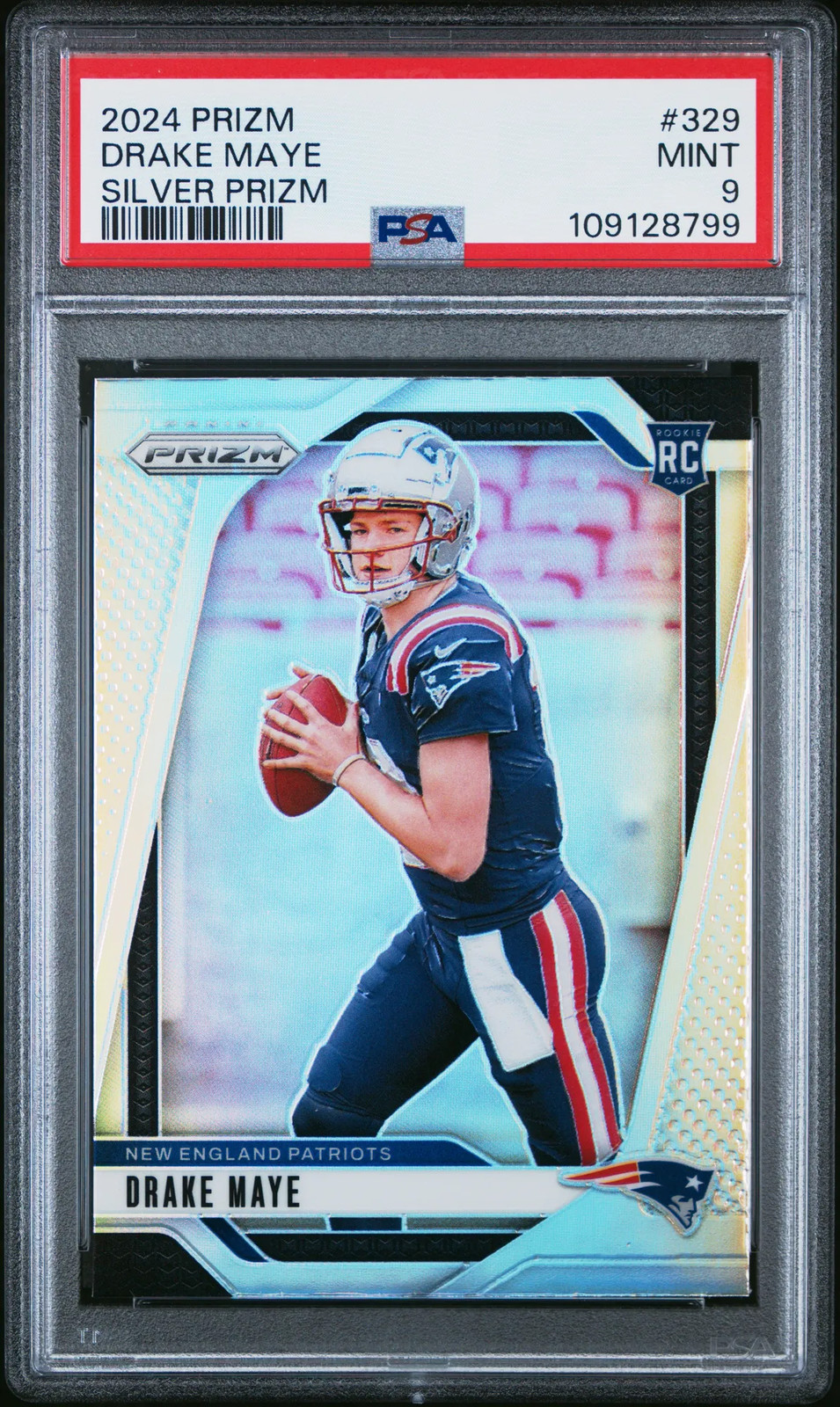 Drake Maye 2024 Panini Prizm #329 Silver PSA 9 New England Patriots