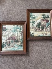 Original Needlework On A Piece Of Quilt Handcrafted Framed Vintage Lovely