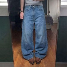 Baggy Wide Leg Jeans Mens 30x30 Medium Wash Denim Relaxed Skater Y2K Streetwear
