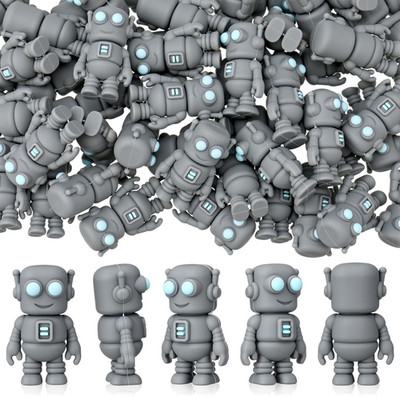 100 Pcs Mini Rubber Robot Figures Bulk Miniature Robot Figurines Robots Theme Pa