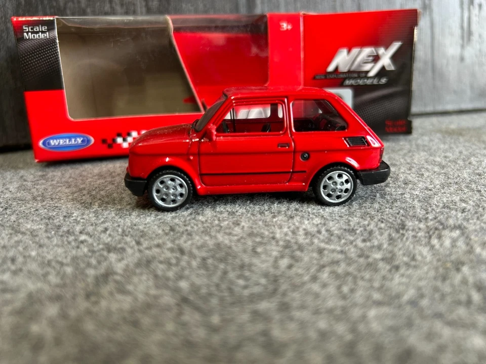 FIAT 126 1/35 WELLY auto modello modellino METALLO Polski Fiat 126 p Maluch ross - Immagine 3 di 4