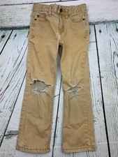 Solid Tan Jeans Pants Boys Straight Size 6 Distressed