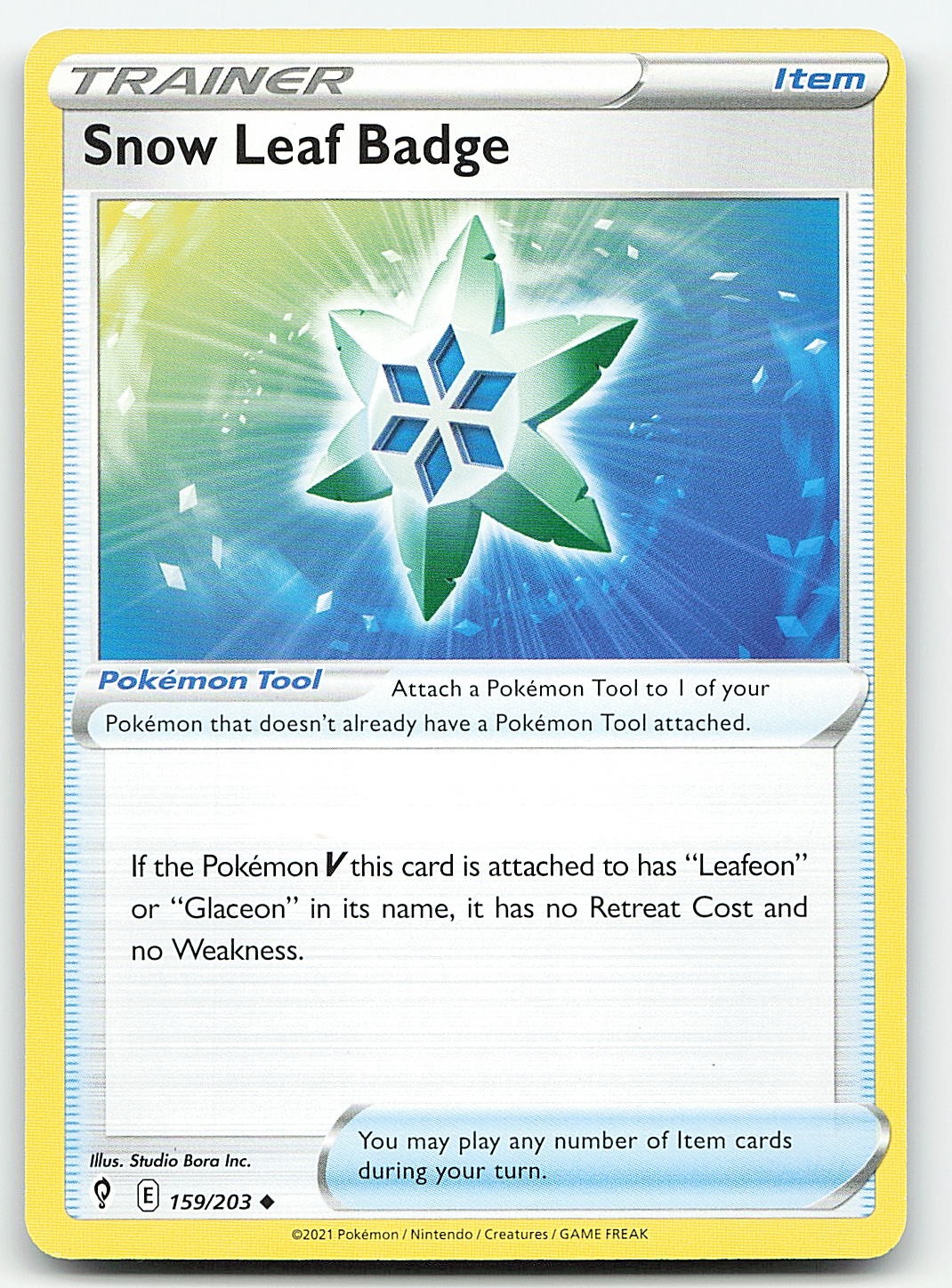 SNOW LEAF BADGE 159/203 Uncommon EVOLVING SKIES NM