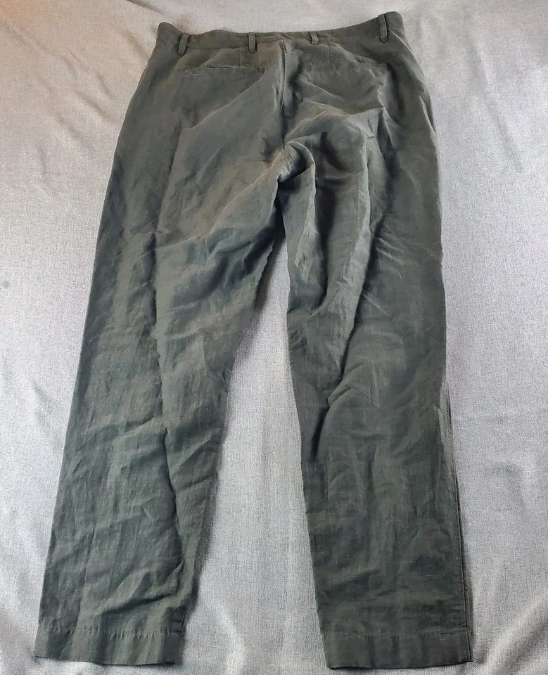 Pantalones Outlier de lino inyectado para hombre 36 gris tejido urdimbre tela japonesa minimalista Foto 3 de 4