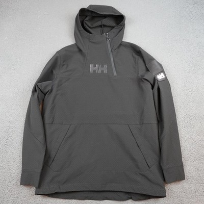 Helly Hansen ULLR Jacket Mens Medium Black Softshell Ski 1/4 Zip D Shield Anorak