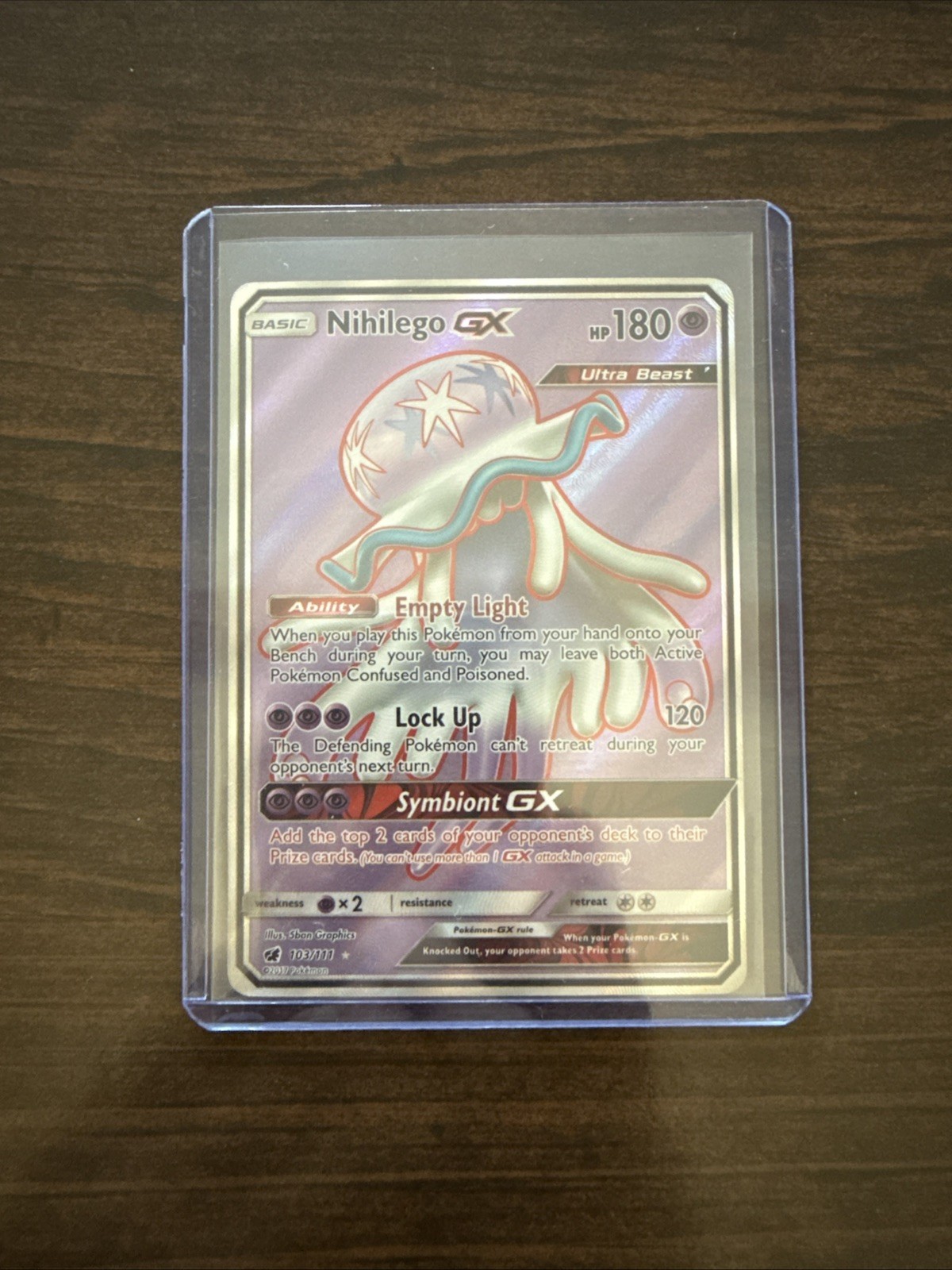 Pokémon Nihilego GX Full Art Holo Card 103/111 Sm-Crimson Invasion NM