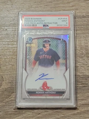2023 Bowman Chrome Roman Anthony Auto Refractor /499 PSA 9 Mint Red Sox 1st