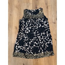 Old Navy Sequin Floral Shift Mini Dress Women 18 Black White Sleeveless Glam