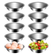 10 Packs Small Stainless Steel Bowls, 3/4 Quart Prep Bowls with Flat Base, 6 ...