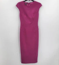 Ted Baker Bateau Neck Sheath Dress Size 2 Fuschia