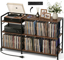 50" Large Record Player Stand with Vinyl Record Storage, Turntable Stand with Po