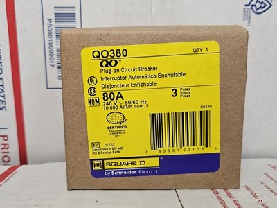QO380 Square D 80 Amp 240 Volt Circuit Breaker  New  3 pole 80 stab in