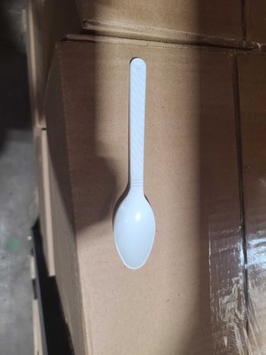 1000 Extra Heavy White Plastic Spoons Bulk Case Disposable Cutlery Made in USA