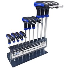 T Handle Hex Key Set 10pc – Cr-V Steel | Soft Grip | 2–10mm | Wall Rack Included