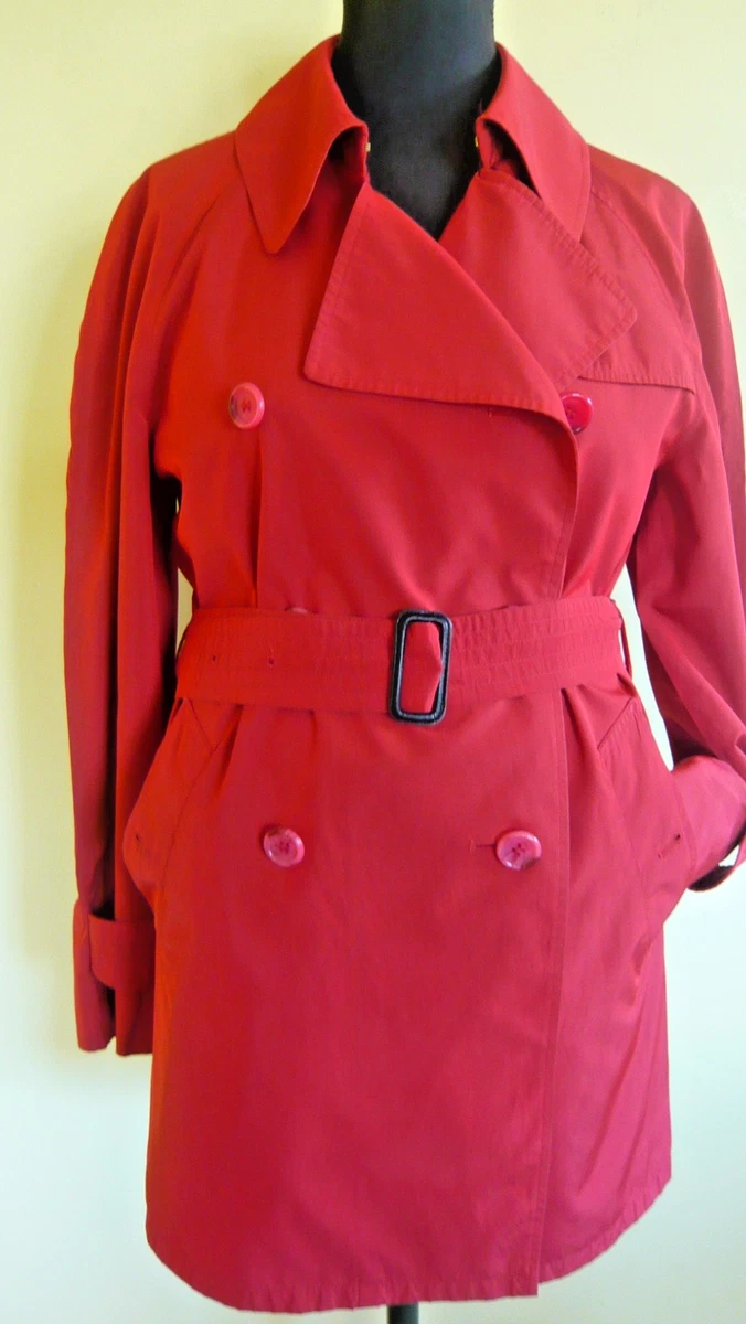 Gabardina corta clásica vintage Burberry damas rojo ladrillo talla 12 renovada