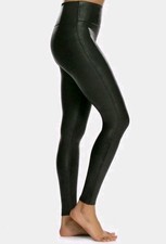 Spanx Faux Leather Black High Rise Stretch Slimming Shaping Leggings Size M