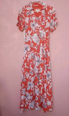 NWT Anthropologie Maeve Orange Flower Maxi Dress Size 2P