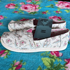 TOMS Girls Multicolor Otter Animal Print Canvas Slip-On Flats US Size 5