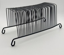 Vintage MCM Black Metal Wire 45 RPM Record Holder Metal Rack Holds 35