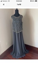 JKARA Beaded Grey Polyester Dress Size 14 Mob  Formal gala wedding