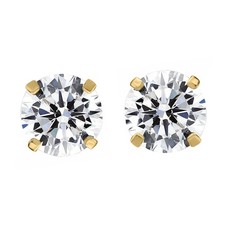 Genuine 14k Yellow Gold CZ 8mm Round Solitaire Screwback Safety Earring Studs