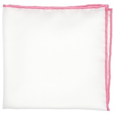100 Silk Pocket Square Ivory White with Hand-Rolled Color Edge 12x12 inch