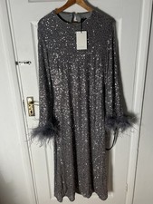 Club L London North Star silver sequin long-sleeve midi dress