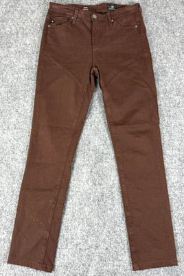 AG Adriano Goldschmied Jeans Size 32R Brown Prima Cigarette Leg Pants Stretch