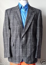 EVAN-PICONE Men Size 40R Wool Sport Coat Glen Plaid Gray Half-Lined Single Vent